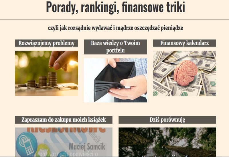 Nowa strona Macieja Samcika. Subiektywnie o finansach