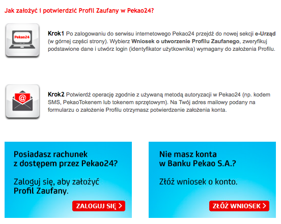 Profil Zaufany można już zakładać poprzez Pekao24