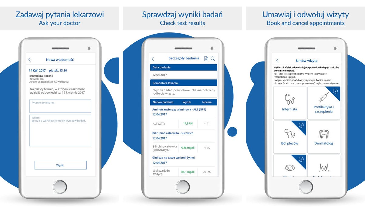 Medicover aplikacja z funkcją Touch ID
