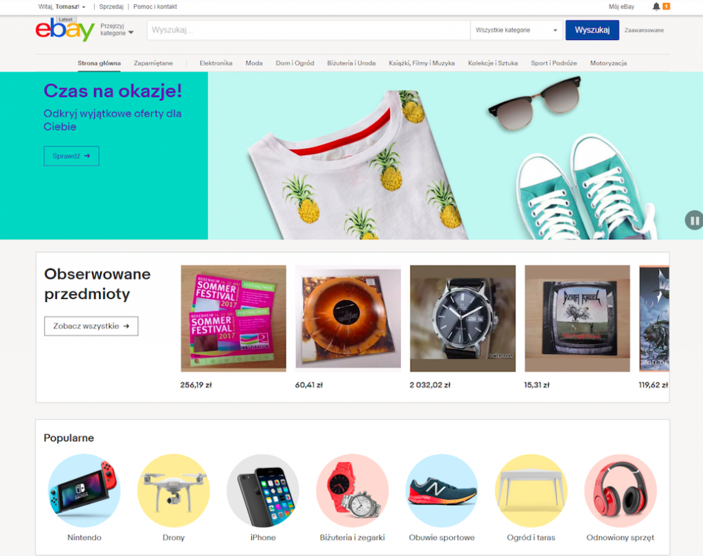 eBay uruchomił nową spersonalizowaną stronę główną