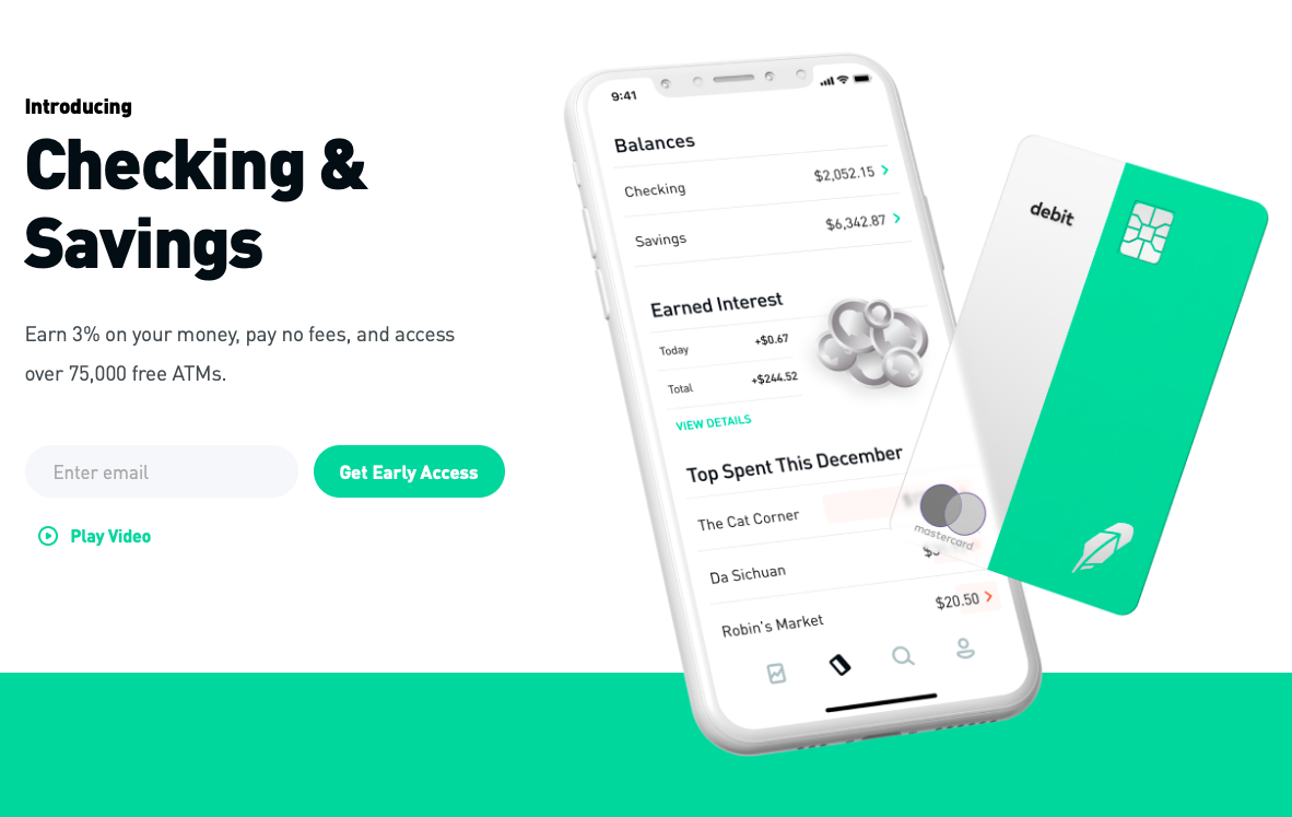 Robinhood będzie oferować rachunek bieżący na 3%