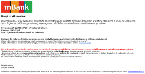 Oszuści podszywają się pod mBank