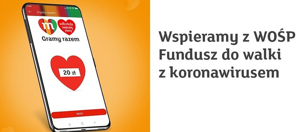 mBank wspiera WOŚP w walce z koronawirusem. Zachęca do tego także swoich klientów