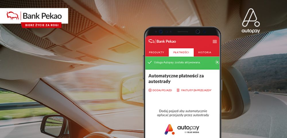 Automatyczne opłaty za przejazd autostradą już dostępne w aplikacji Banku Pekao