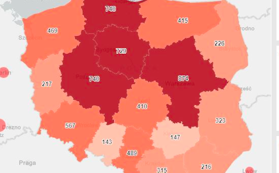 Esri Polska opracowała nowe mapy pokazujące sytuację epidemiczną w kraju
