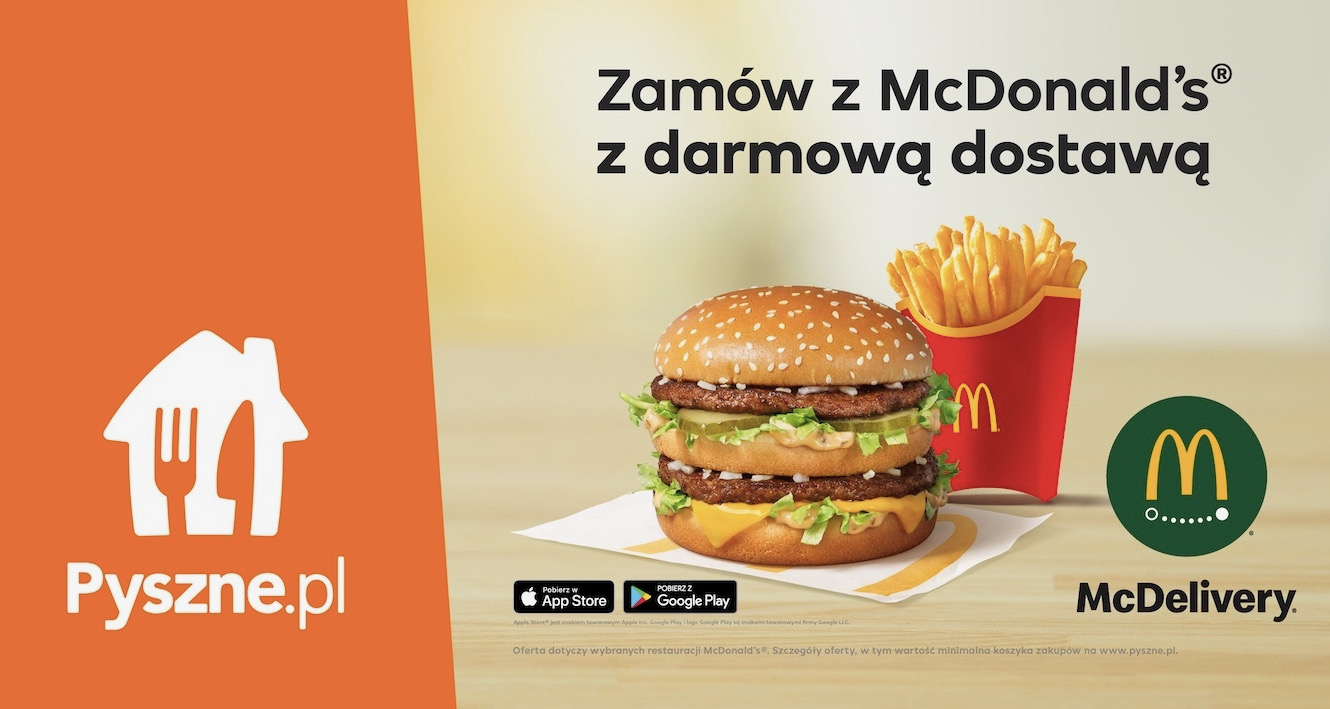 Pyszne.pl rozszerza wspolprace z McDonalds. Dostawy z ponad 100 lokali w Polsce
