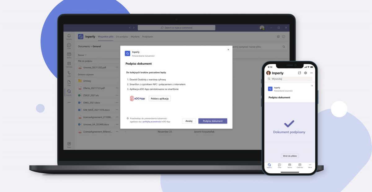 W Microsoft Teams potwierdzisz tożsamość i podpiszesz dokument e-dowodem