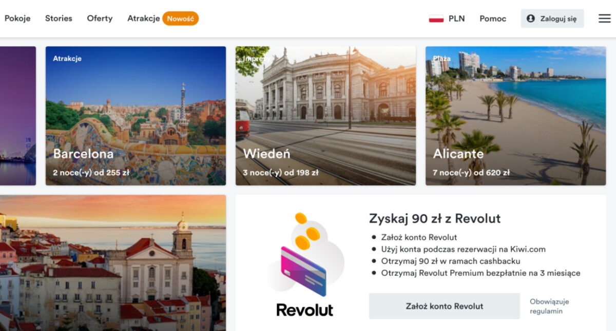 Revolut łączy siły z Kiwi.com. Oferuje zwrot do 90 zł za rezerwację lotu
