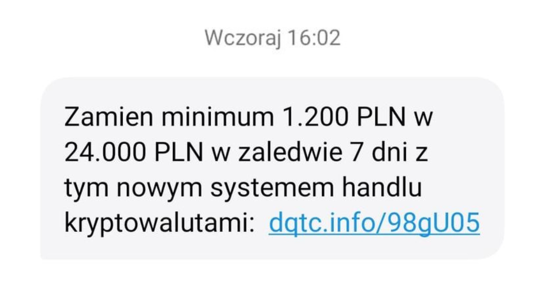 CyberRescue SMS kryptowaluty