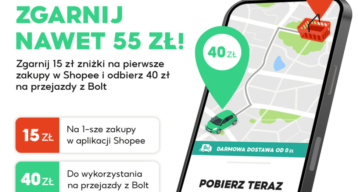 Shopee i Bolt rozpoczynają współpracę i rozdają kody rabatowe