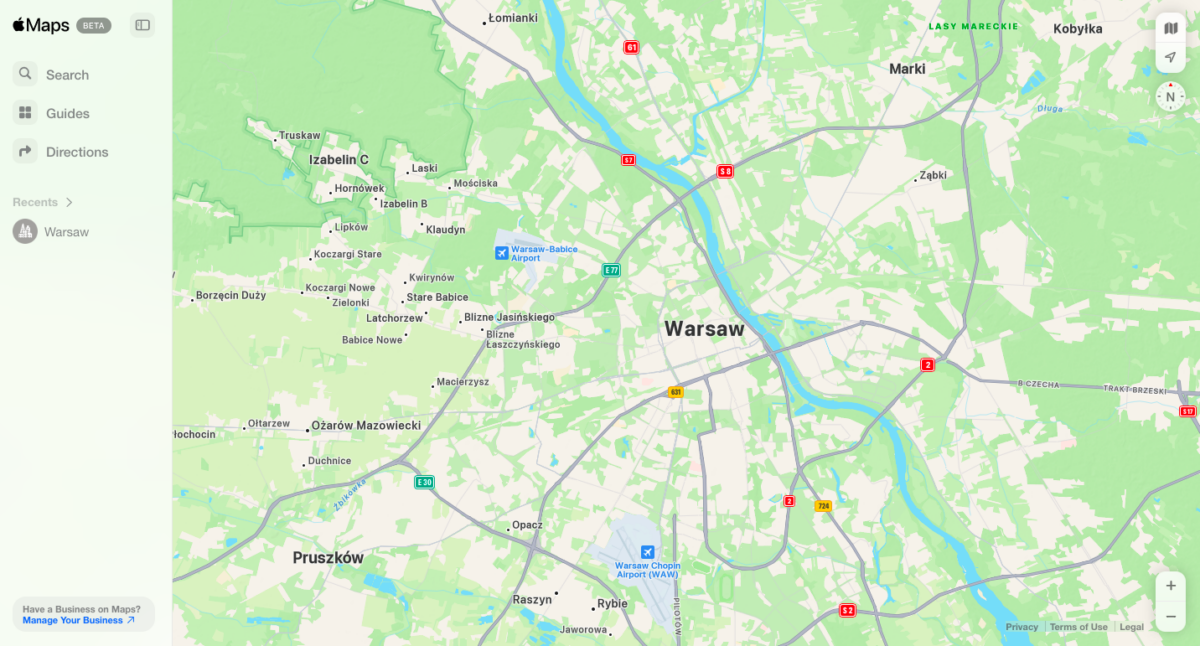 Jest już webowa wersja Apple Maps. Firma chce rzucić wyzwanie Google